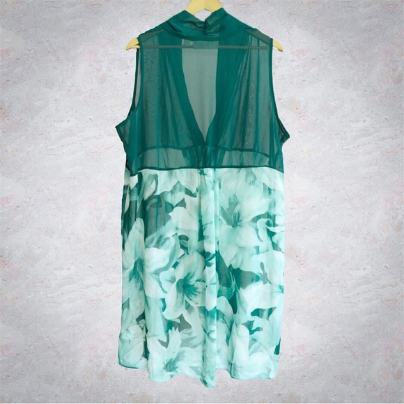 George Simonton Draped Printed Chiffon Duster Vest, NWT 2X Jungle Green A253680 - Picture 7 of 13